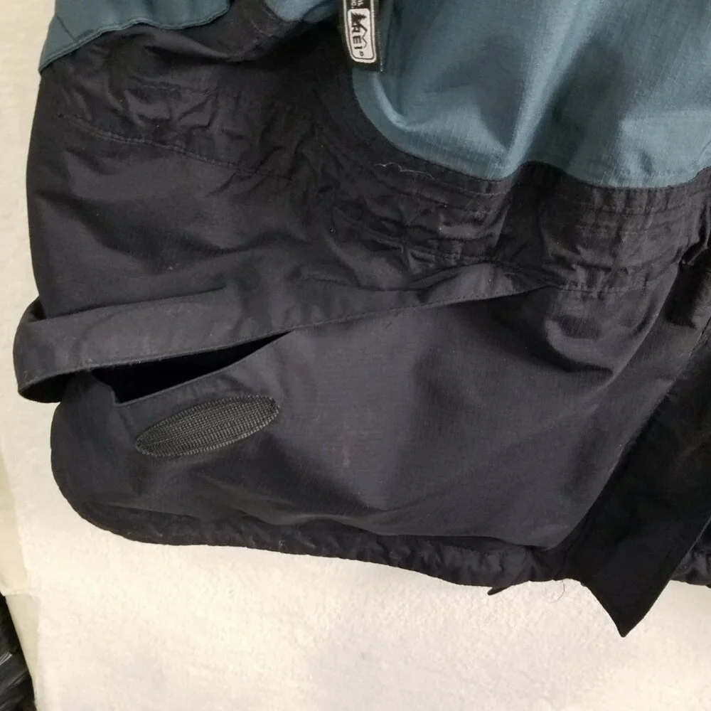 REI Co-op Rain Jacket Mens‎ XL Blue/black REI Elements Hooded Multi pocket
